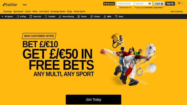 Betfair casino screenshot